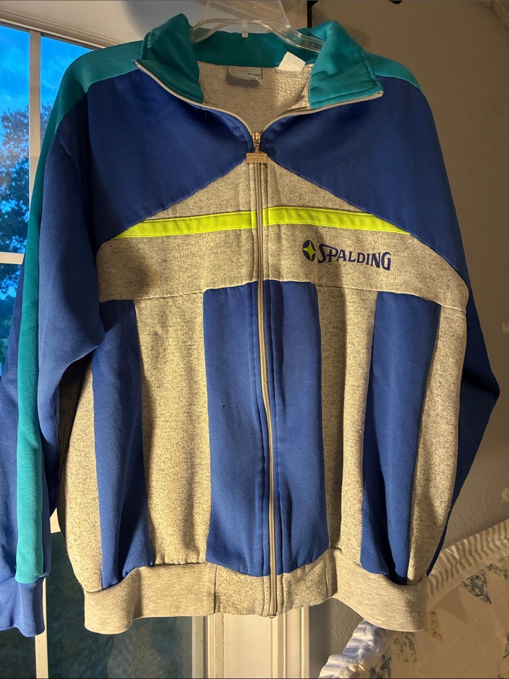 Vintage Spalding Teal, Royal Blue & Gray Full-Zip Women’s Jacket Large